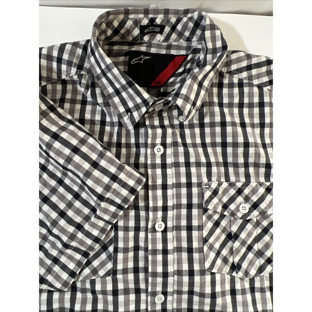Vintage Alpinestars Shirt XXL Moto Motocross Racing Y2K Black And‎ White